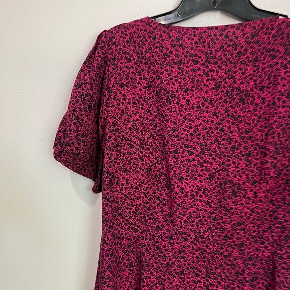 GAP Pink & Black Button Down Floral Puff Sleeve Mini Dress Size M - Picture 9 of 10